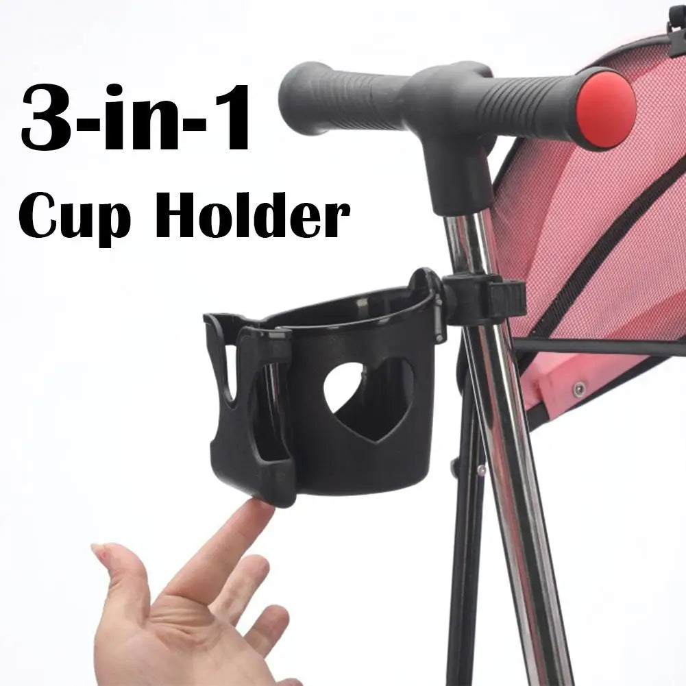 Stroller Cup Holder Phone Water Bottle 2-in-1 Milk Pram Wheelchair Qme