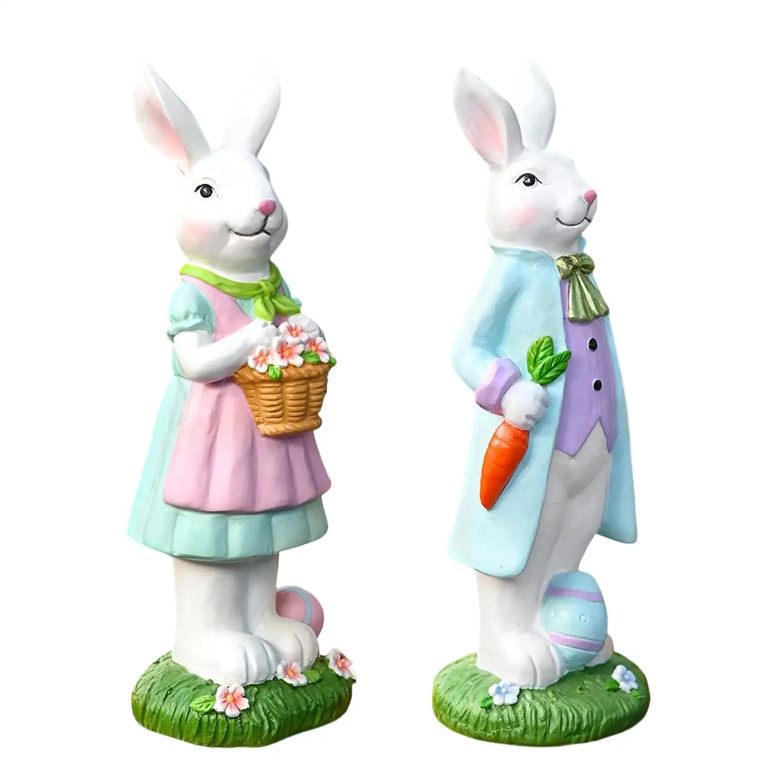 Easter Bunny Decorations Spring Resin Rabbit Statue Bunny Mantel Decoration for Home Holiday Party Outdoor Garden Porch Patio Qme