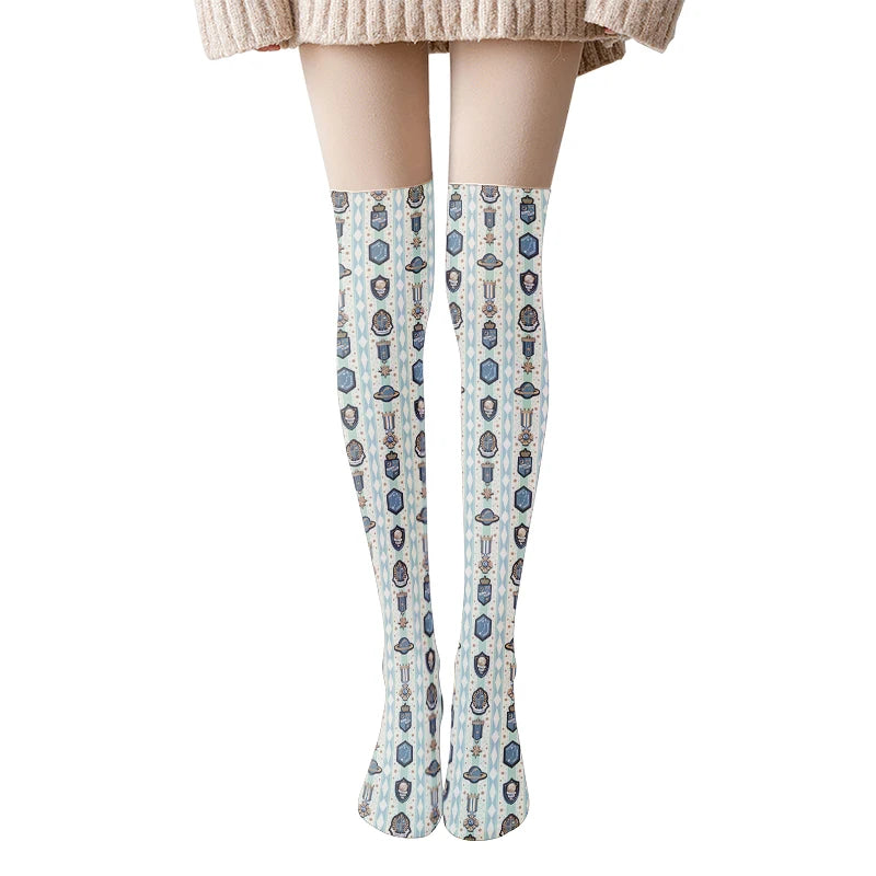 Fun Cartoon Women's Stockings Candy Strawberry Sexy Cute Tall-legged Qme style3 One Size