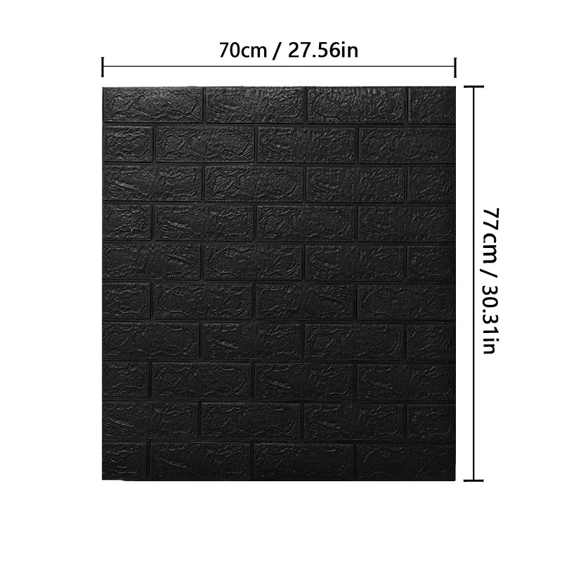 1-10pcs 77cm*70cm 3DWall Sticker Solid Color Faux Brick Bedroom Home Decor Waterproof Self Adhesive DIY Living Room Wallpaper Qme black 5pcs-77cmX70cm