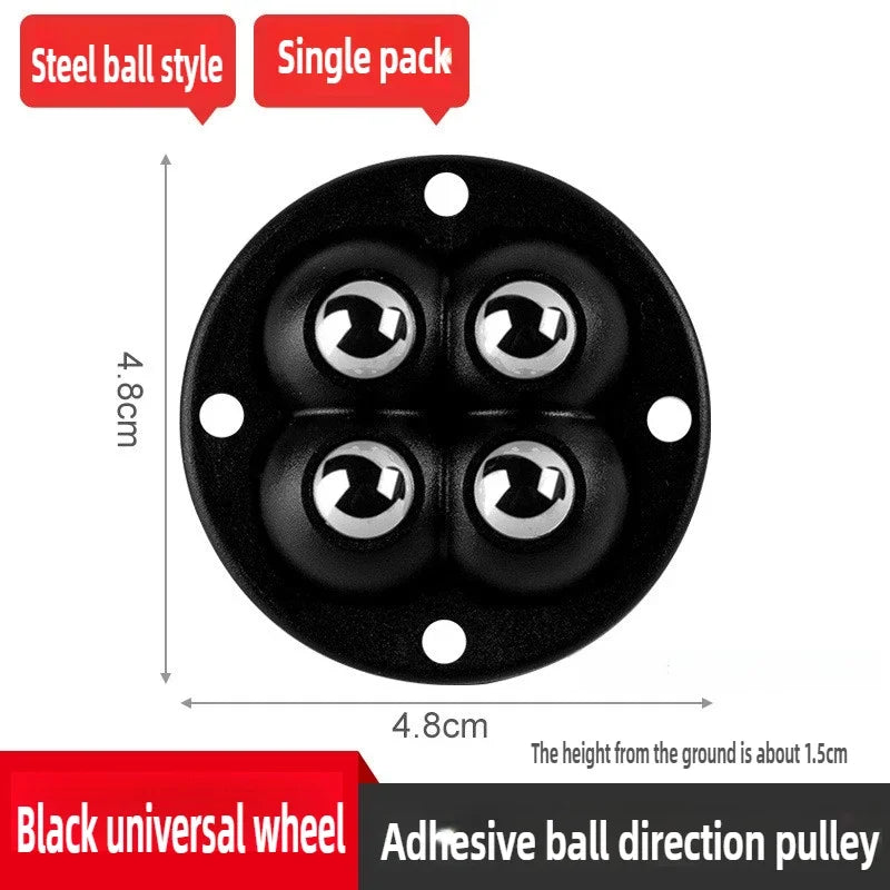 24Pack Self-Adhesive Mini Swivel Casters, 360° Rotatable Universal Wheels, Heavy-Duty Double Ball Bearings for Kitchen Applianc Qme 1pcs-black