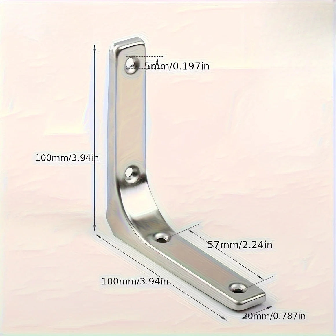 2Pcs Stainless Steel L Shape Shelf Brackets Heavy Duty Floating Wall Mount Support Braces For Wooden Shelves Table Cabinet Qme