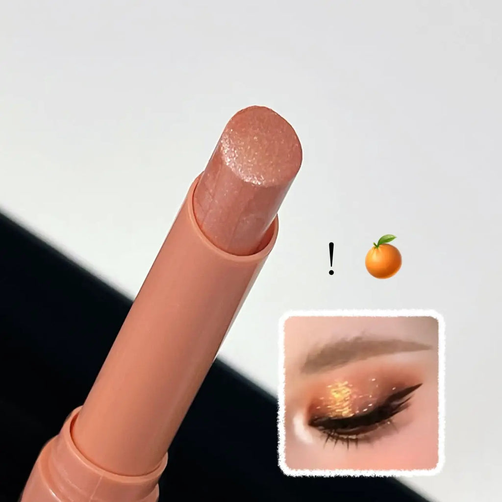 Shimmer Coral Orange Eyeshadow Stick Pearlescent Purple Eye Shadow Brightening Waterproof Diamond Glitter White Highlighter Pen Qme