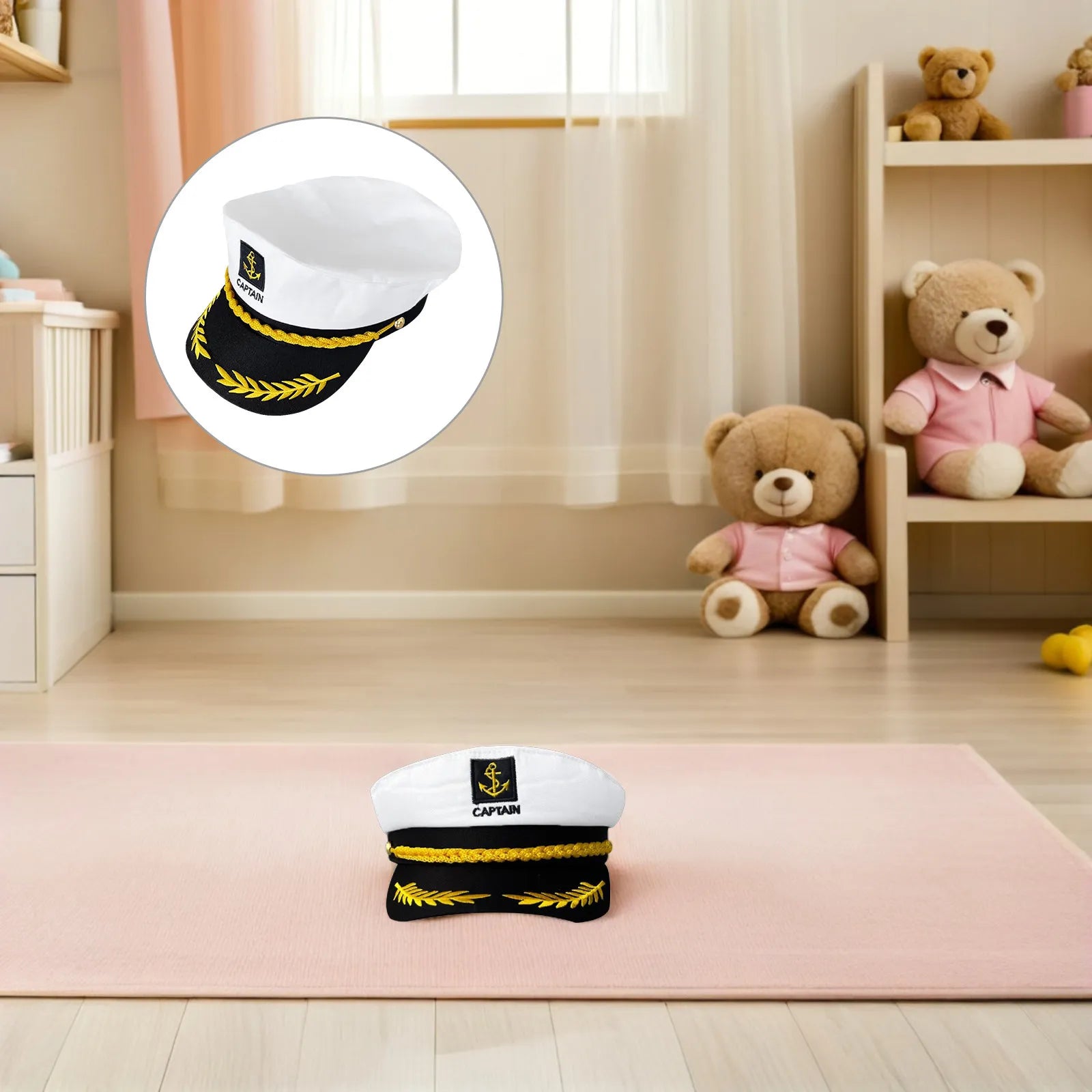 Childrens Navy Captain Hat Adjustable Comfortable Lightweight Breathable for Party Role Playing Cosplay Sailor Hat Stage Qme Default Title