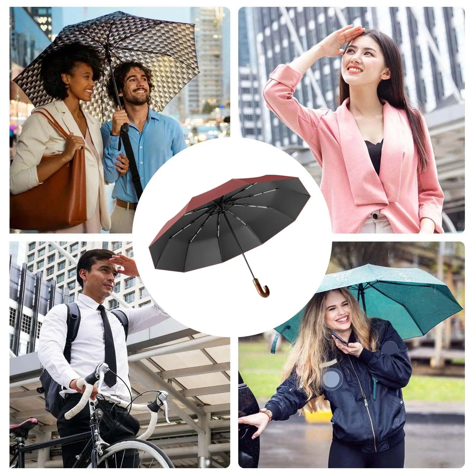 Automatic Umbrella Sun Protection Windproof Foldable Travel Women Men Qme