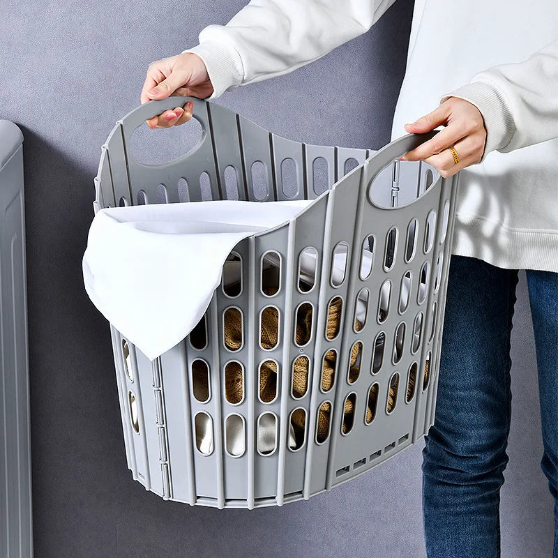 B 1pc Foldable Laundry Hamper, High Capacity & Portable, Durable Fabric, Space Saver, Collapsible Basket, Bathroom Organizer Qme