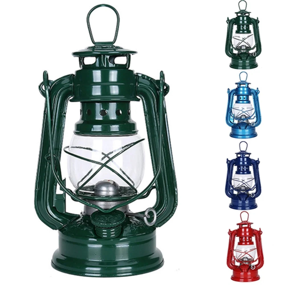 Retro Outdoor Camping Lamp Portable Lantern Bronze Colored Oil Qme