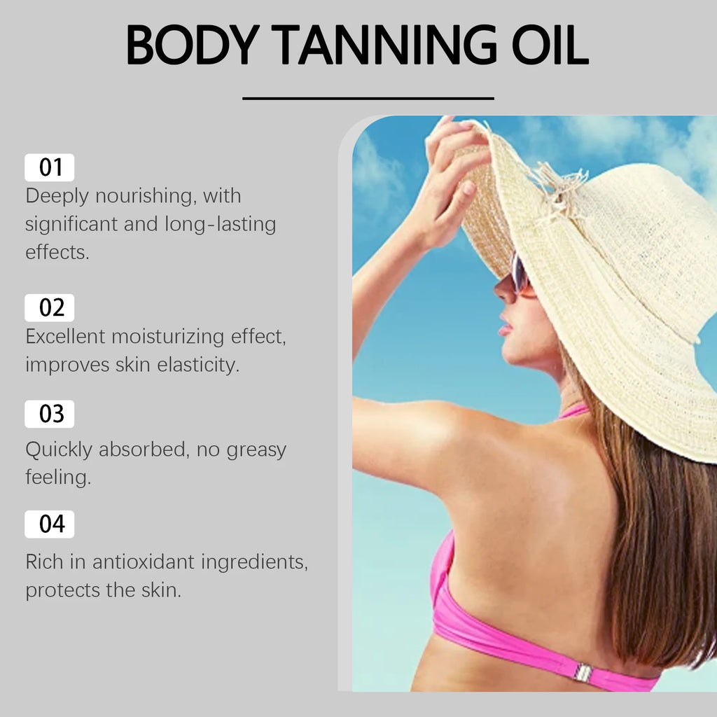Moisturizing Body Tanning Oil Intensifier Get a Faster Darker Sun Tan Sunless Skin Tanning Oil for Face Body Summer Self Tanner Qme