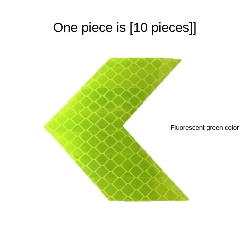 10pcsCar Electric Motorcycle Body Decoration Modified Arrow Reflective Stickers Diamond Warning Stickers Qme green
