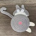 Knitted Cat Butt Coasters Cute Shaped Drink Mats Home Dining Table Qme grey white