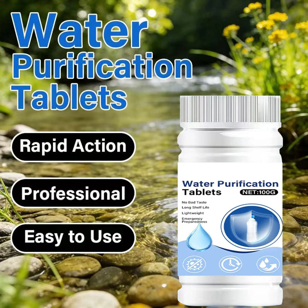 Potable Water Purification Tablets Safe Odorless Portable Effective Camping Hiking Water Filter Tablets for Backpacking Hunting Qme