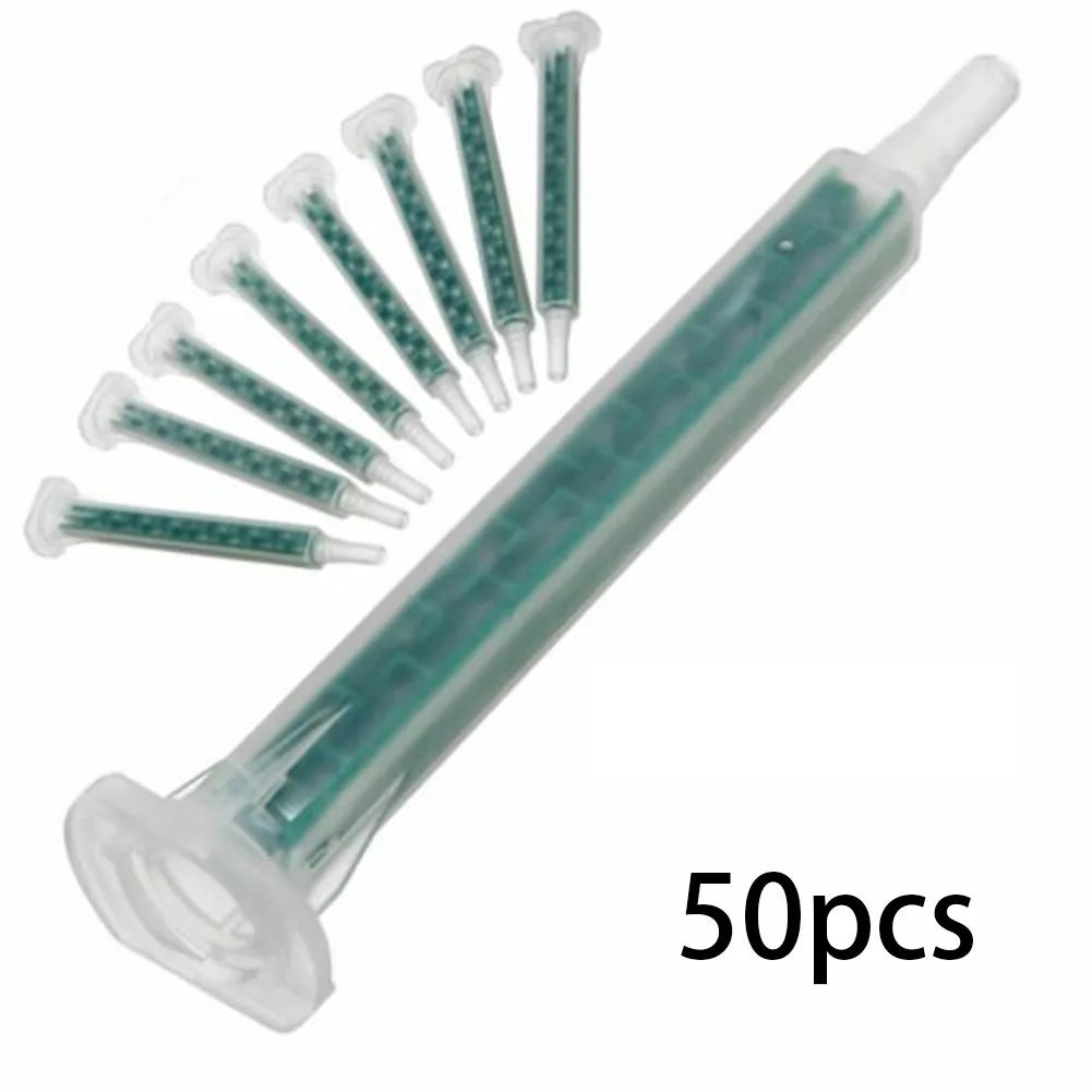 50pcs 2K Adhesive Mixing Tips Mixer Nozzles Mixer Tips 16 Knots AB Mixing Hose Static Mixer 2K Adhesive Mixing Tips Qme