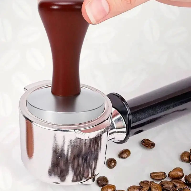51mm 53mm Solid Wood Handle Coffee Tamper Flat Base Professional Espresso Press Barista Making Tool Qme