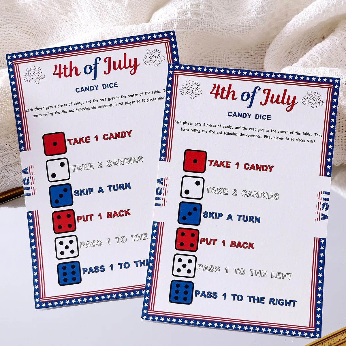 5–50Pcs Independence Day Star-Bordered Dice-Themed Game Cards—Creative Independence Day Gifts, Board Games, and Party Supplies Qme