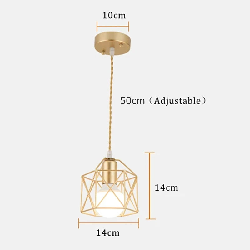 Industrial LED Pendant Lamps E27 Base Metal Hanging Lamps Chandelier Lights for Kitchen Island Cafe Stairway Hallway AC85-265V Qme Gold