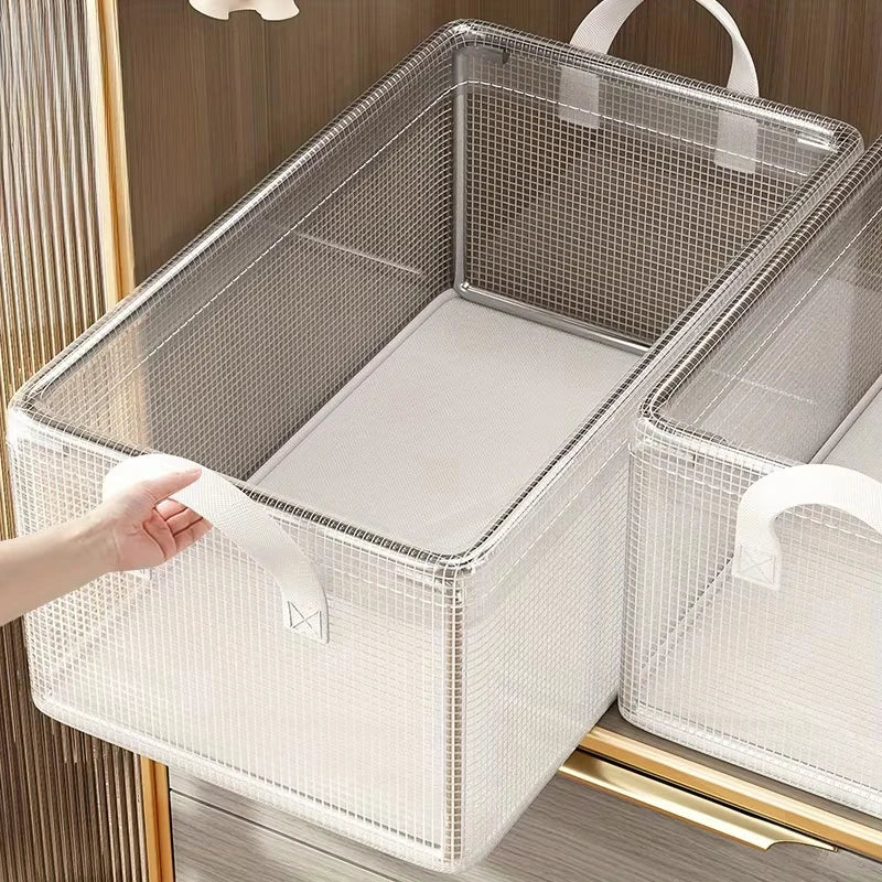 1 Pc Transparent PVC Solid Steel Frame Storage Box,waterproof,underwear Storage Basket,suitable for Home and Dormitory Use Qme
