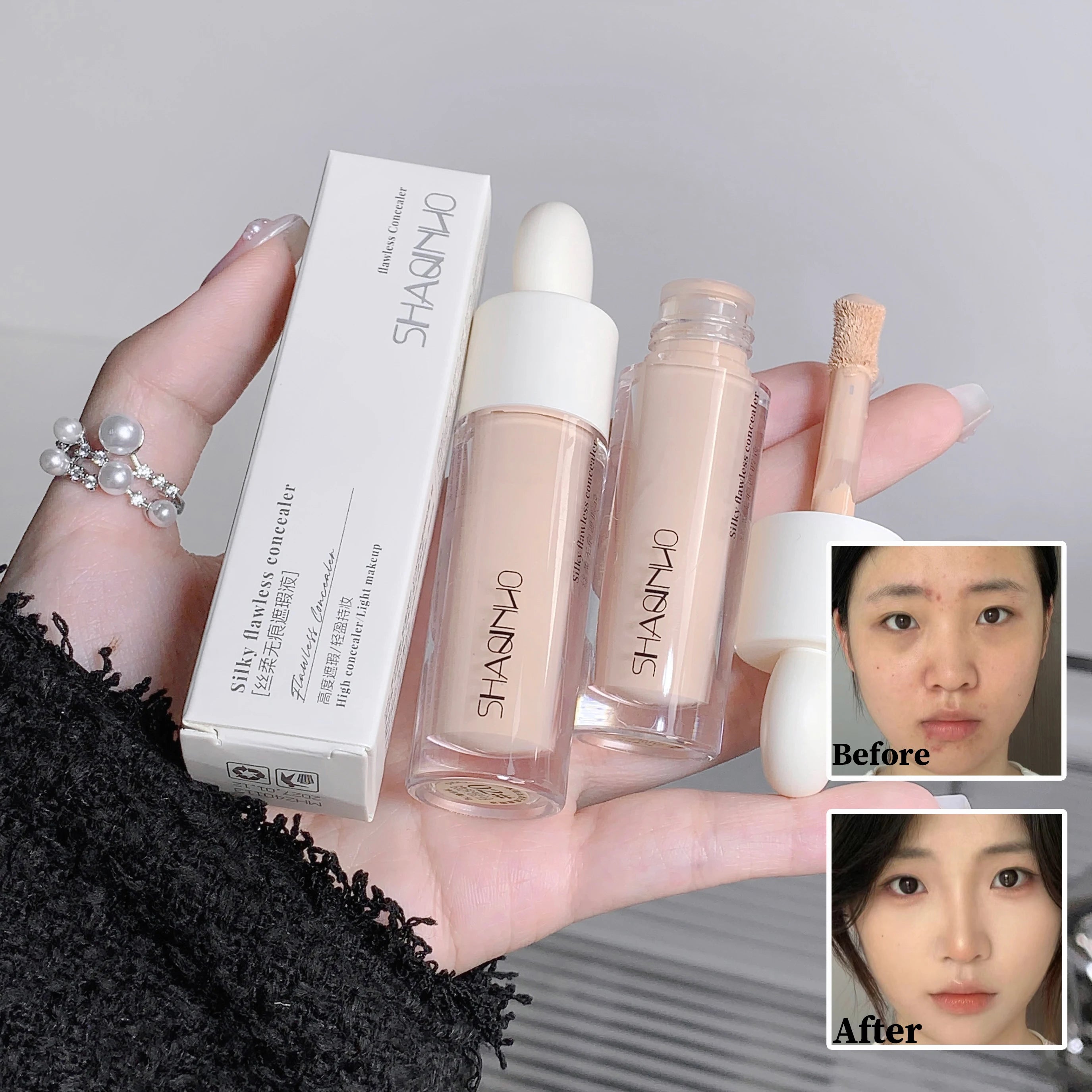 SHAQINUO Seamless Concealer Moisturizing Brightens Covers Dark Qme
