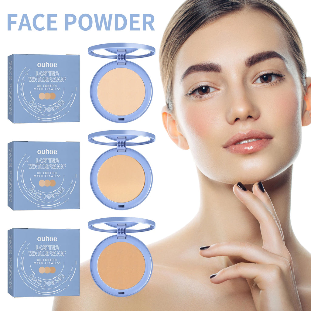 Face Setting Pressed Powder Invisible Pores Oil Control Waterproof Matte Long Lasting Natural Setting Powder Foundations Makeup Qme