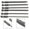 6Pcs/ Set 100mm Long 1/4'' Shank Screwdriver Bits Steel Magnetic Hex Cross Head Screw Driver Screwdriver Bit Hand Tool Qme Default Title