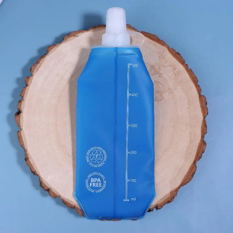 Folding Water Bottle TPU Collapsible Soft Flask Outdoor Sport Hiking Qme Blue