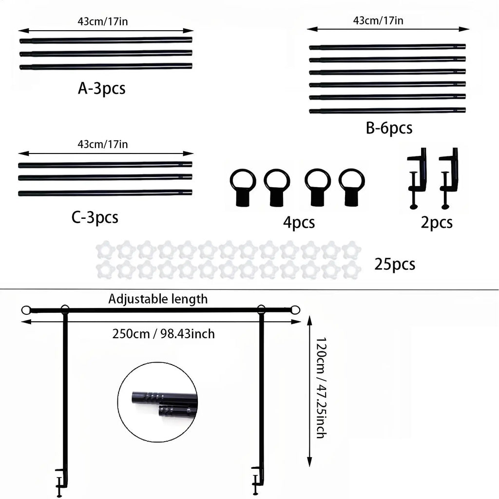 Over The Table Rod Stand With Clamps Adjustable Frame Metal Table Balloon Arch With Clamps For Wedding Birthday Party Halloween Qme