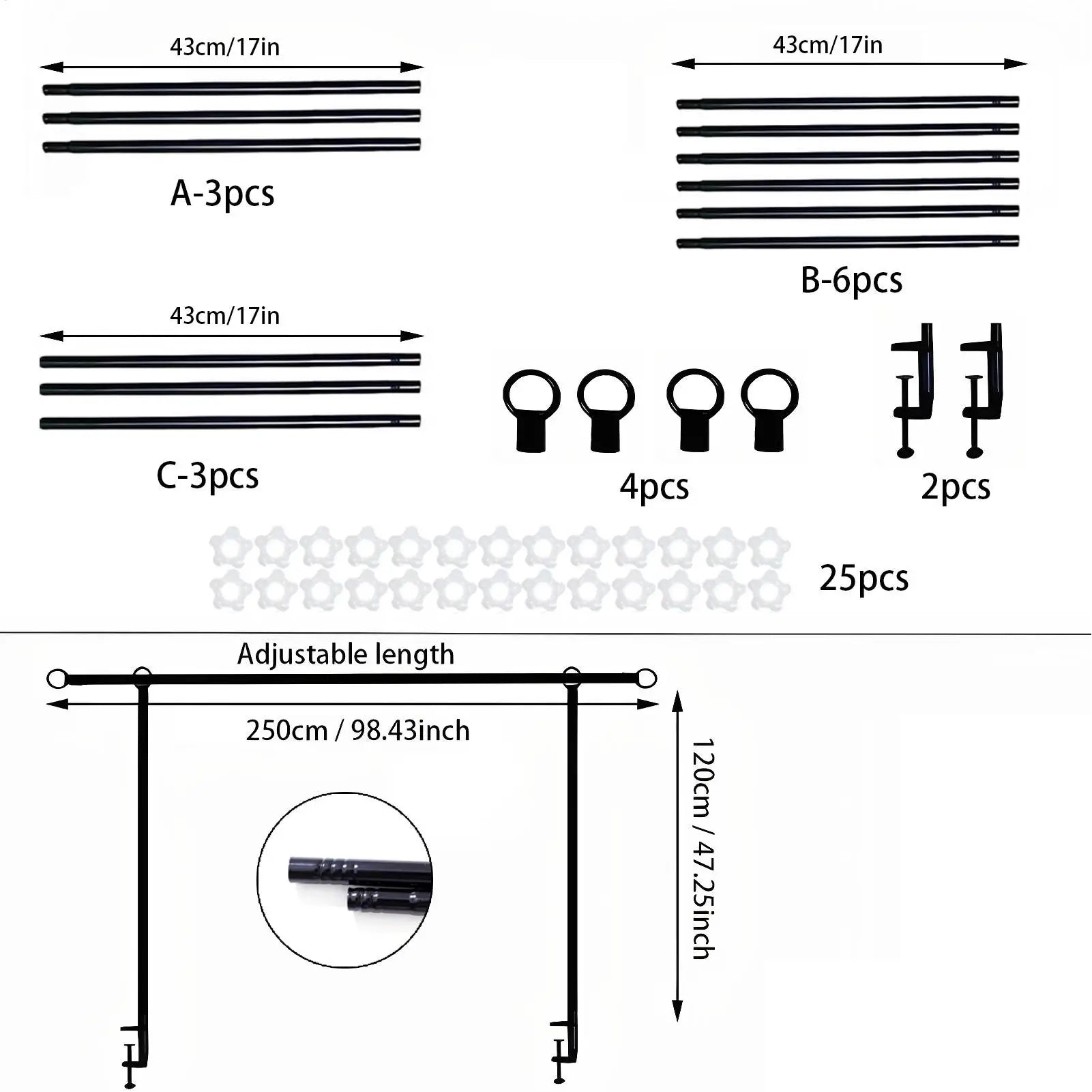 Over The Table Rod Stand With Clamps Adjustable Frame Metal Table Balloon Arch With Clamps For Wedding Birthday Party Halloween Qme