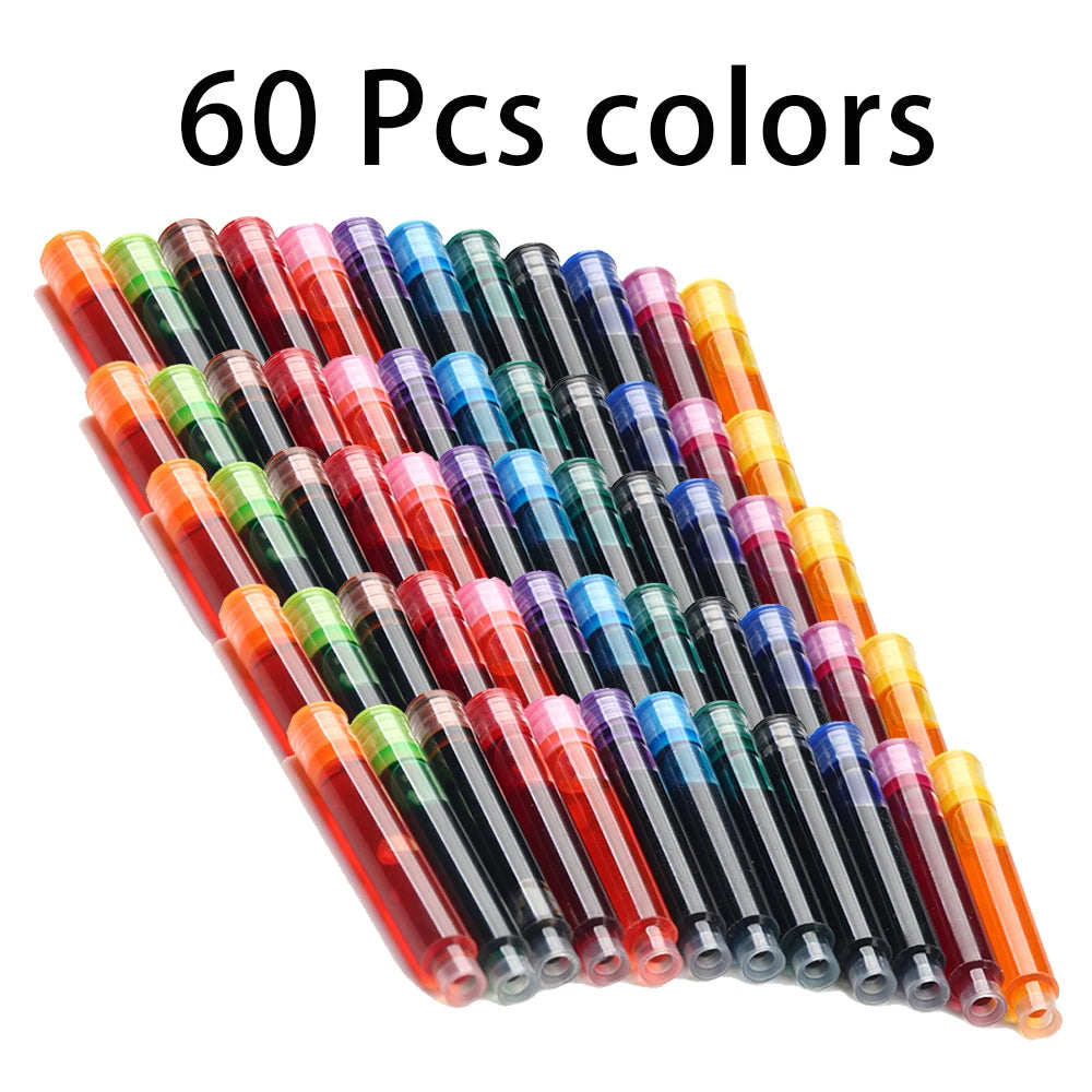 36-100Pcs/Set Colourful Ink Sac Set Refills Black Blue Red 3.4mm High Quality Refill for Smooth Writing School Office Supplies Qme 60 Pcs colors