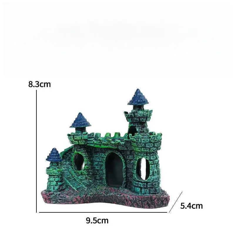 Landscaping Resin Rockery Aquarium Home Craft Creative Castle Shape Qme 9CM B