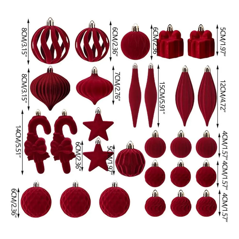 Christmas Tree Ornaments Velvet Balls Shatterproof Holiday Decor Pendant Velvet Christmas Tree Decorations For Indoor Outdoor Qme Red China Mainland