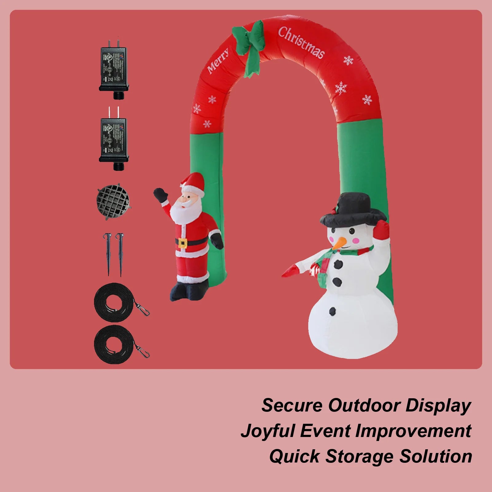 Merry Christmas Arch 7.87ft Santa Snowman Lighted Decoration Christmas Decor Arch Inflatables For Outdoor Garden Yard Pathway Qme