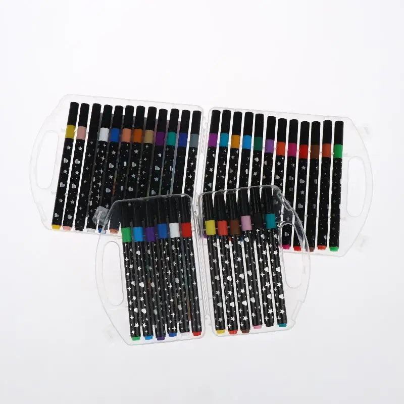 12 24 Colors Single Tip Brush Glitter Art Markers Metallic Paint Qme