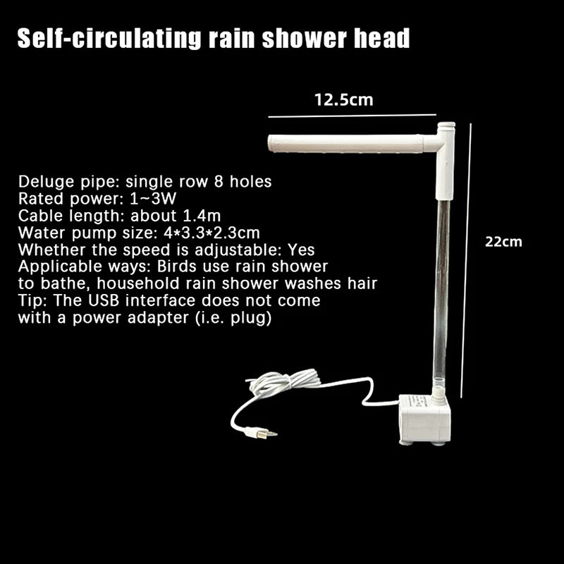 Water Bathtub Shower Fountain Pet Supplies Automatic Parrot Bird Bath Qme 03