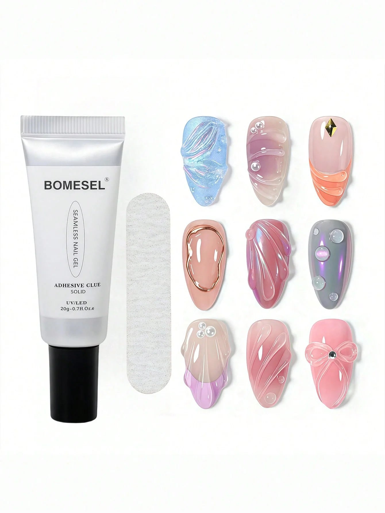 5 3D Clear Nail Gel Art Mirror Powder Create Metallic Qme 2 PCS