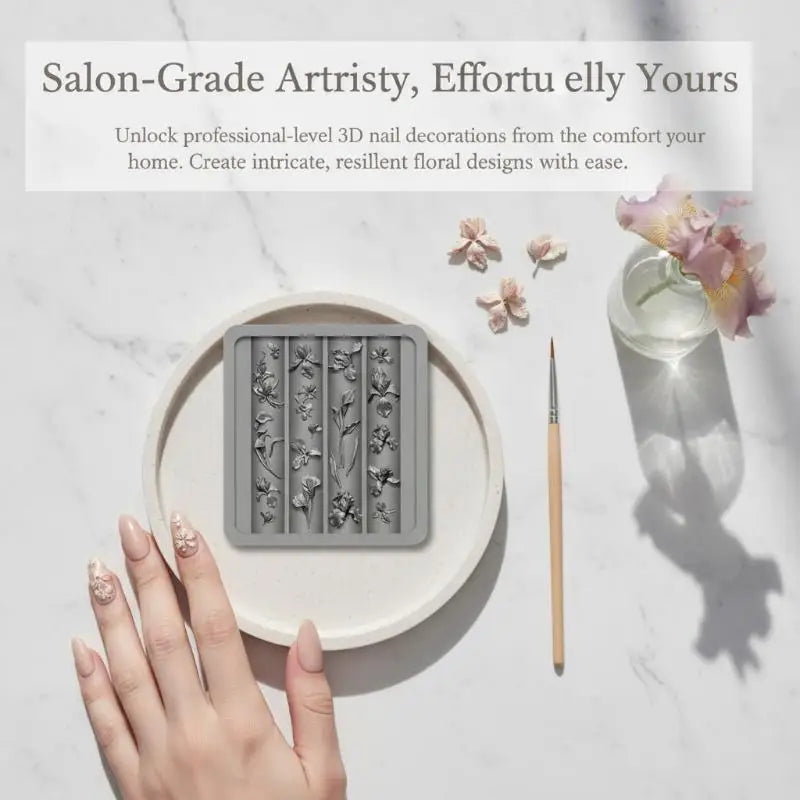 3D Flower Relief Nail Stamping Mold Transparent Easy Use DIY Manicure Qme