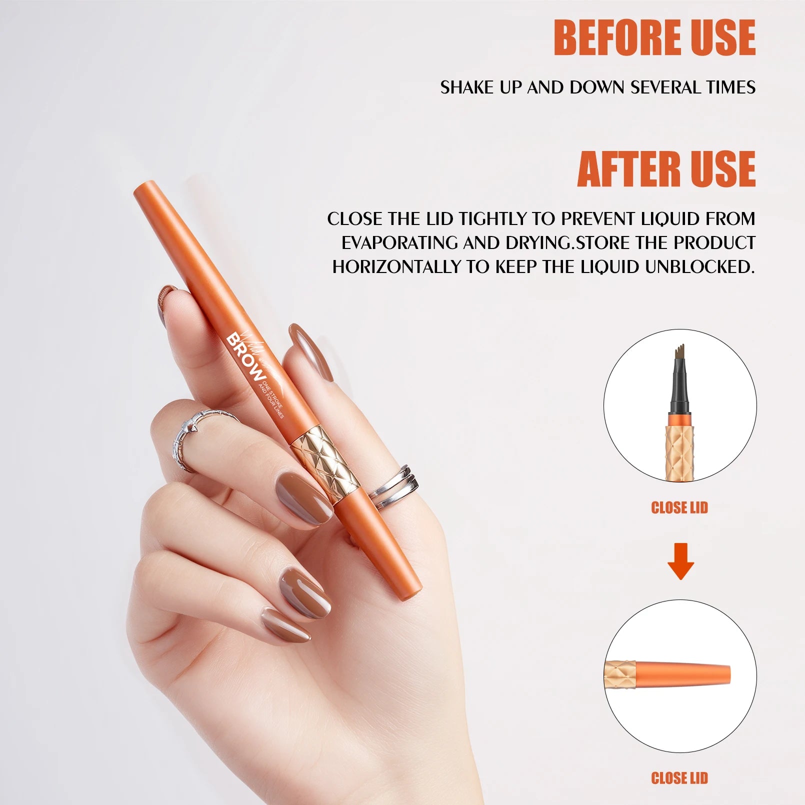 5 Colors Four Tip Liquid Eyebrow Pen Waterproof Sweatproof Long Lasting 3D Wild Brow Microblading Eyebrow Makeup for Beginners Qme
