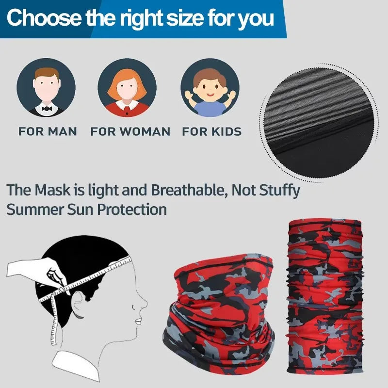 Cycling Face Mask Absorb Sweat Breathable Fishing Training Sport UV Face Scarf Neck Gaiter Summer Face Bandana Qme