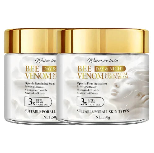 Bee Venom Neck & Facial Care Cream for Efficient Firming & Repair, with Collagen & Hyaluronic Acid. Qme GOLD 50g