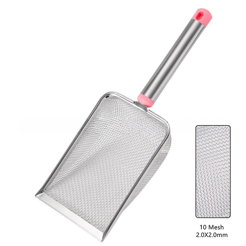 High-efficiency Cat Litter Scoop Fine Mesh Stainless Steel Non-stick Qme 2.0X2.0mm Pink