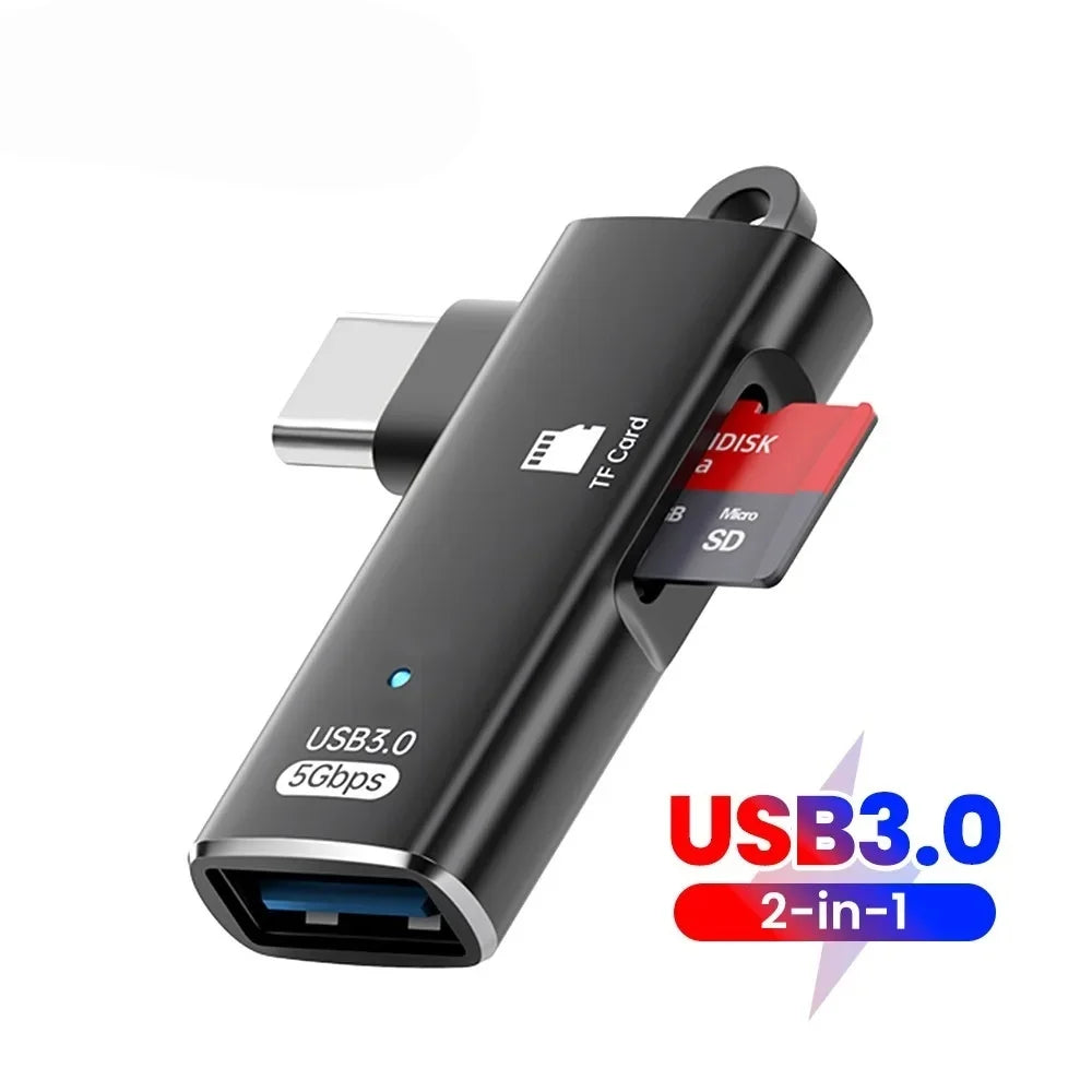 2 in 1 Type C OTG Adapter USB 3.0 to Type C Converter USB Female to Male USB C SD Memory Card U Disk Reader For Phone Computer Qme
