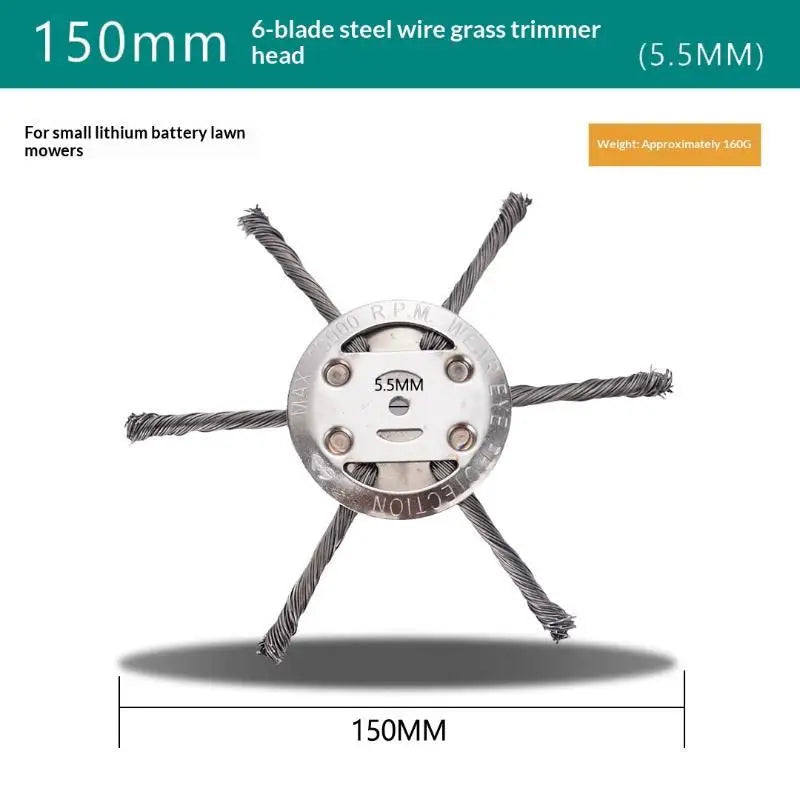 1/2pcs 6 Inch Steel Wire Wheel Head Grass Trimmer Head Universal Weed Brush Fit Straight Shaft Brushcutter Removal Moss Rust Qme Lithium 6inch 6clws