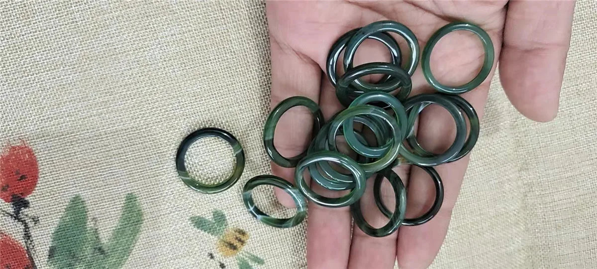 Chinese Style Imitation Natural Glass Ring Ancient Court Fashion Minimalist Couple Ring Glass Jewelry Charming Gift Wholesale Qme 1 piece 7
