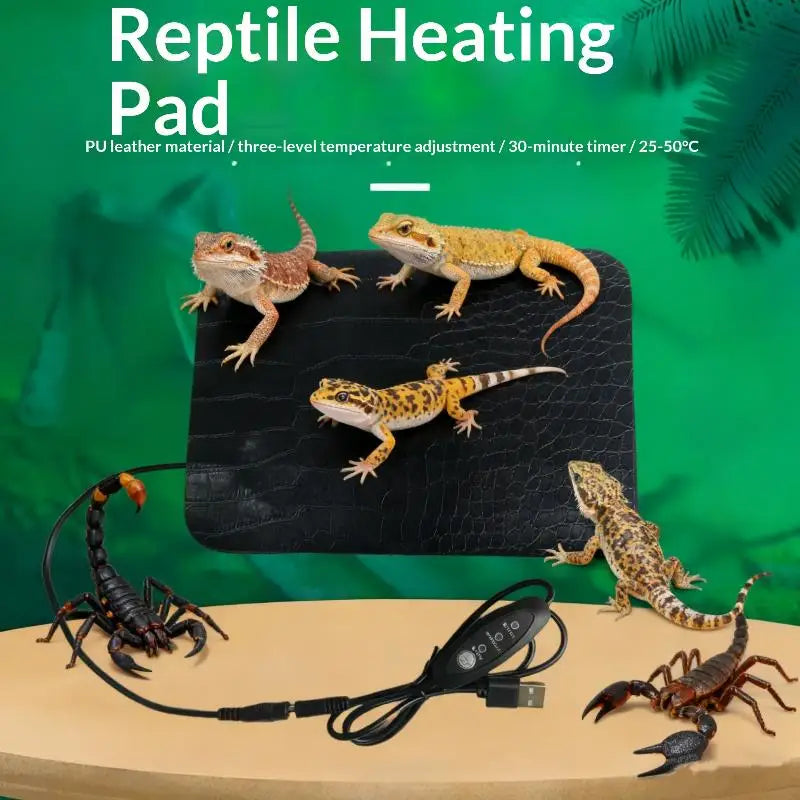 Reptile Heat Mat Waterproof Tortoise Lizard Temperature Adjustment Qme