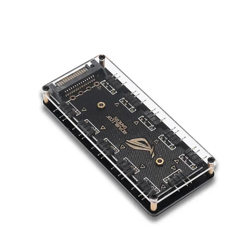 5V 3-pin RGB 10 Hub Splitter SATA Power 3pin ARGB Adapter Extension Cable for ASUS AURA SYNC MSI ASRock RGB LED W/Case Qme