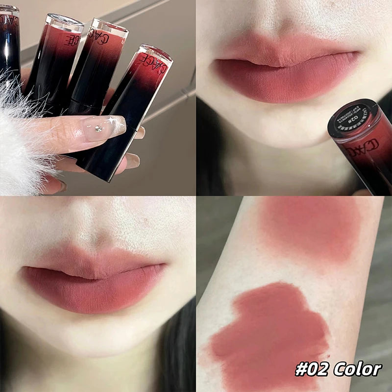 CACE Matte Liquid Lipstick Waterproof Lasting Velvet Nude Lip Mud Rose Red Lip Gloss Tint Korean Cosmetics For Women Lip Stain Qme