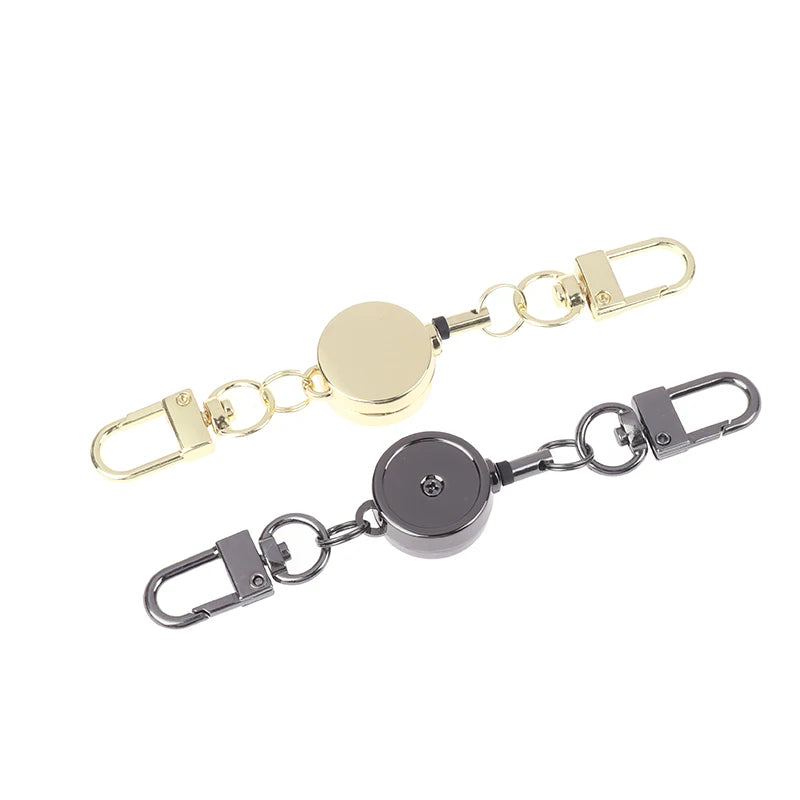 Security Metal Easy-pull Buckle Twine Retractable Key Holder Qme
