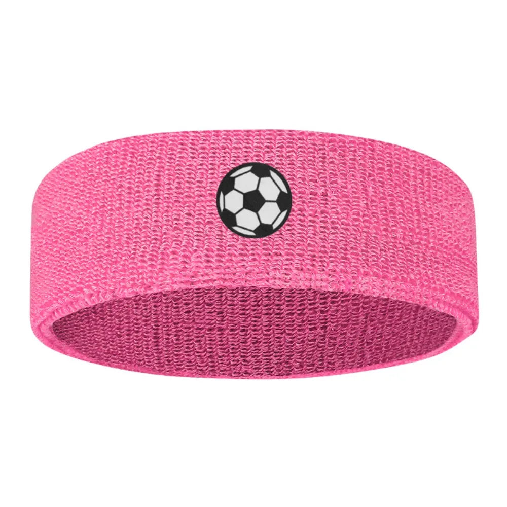 Sweat Absorbing Cartoon Sports Headband Polyester Wicking Hairband Qme Soccer Pink