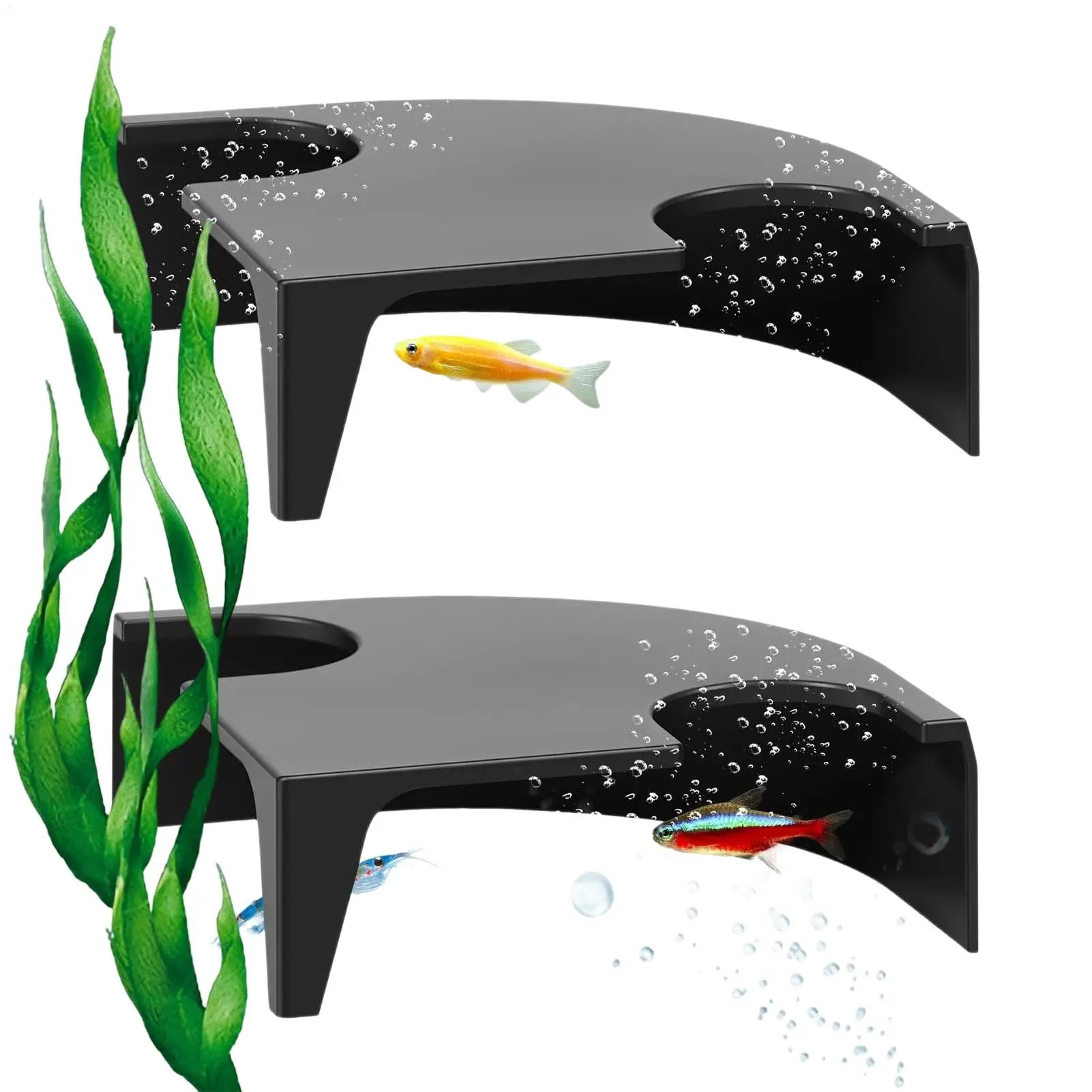 Aquarium Cave Landscaping Double-Opening Non-Slip Habitat 2-Piece Fish Tank Resting Spot Caves For Tank Betta Catfish Clown Crab Qme China Mainland