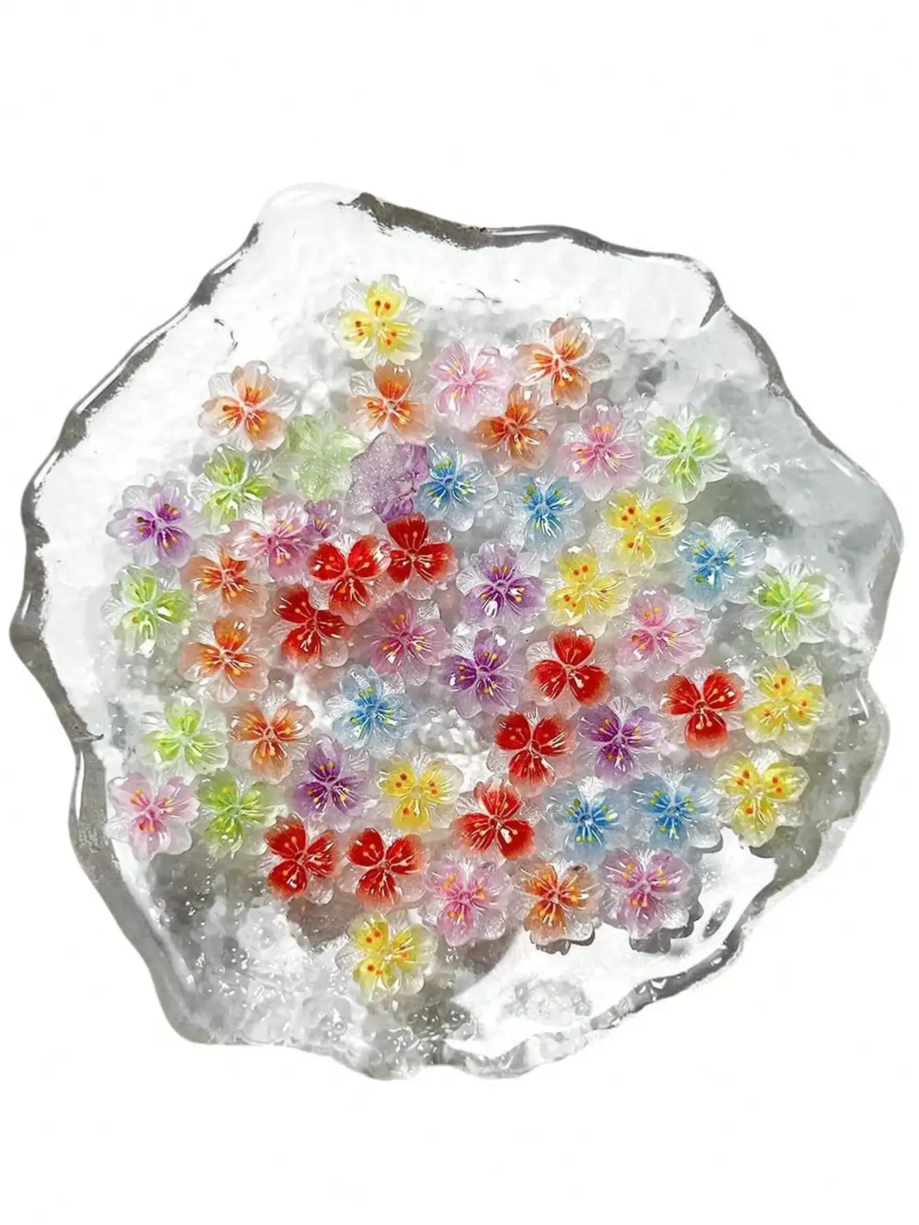 Luminous Ice Flowers Nail Charms Translucent 3D Resin Floral Petals Qme