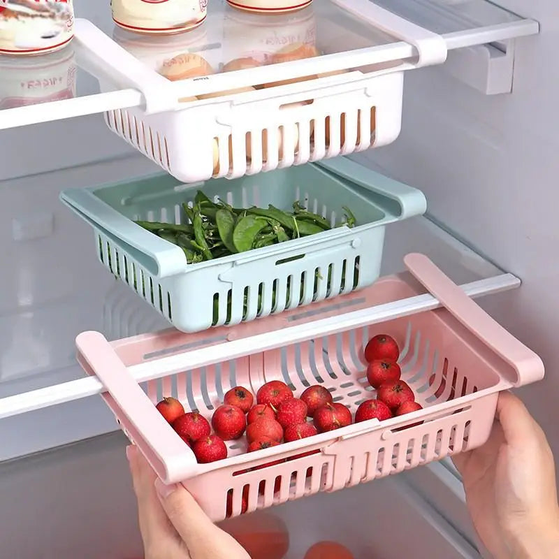 1Pc Refrigerator Storage Basket Flexible Expandable Fridge Organizer Drawer Storage Rack Storage Fresh Box Freezer Box Storage Qme