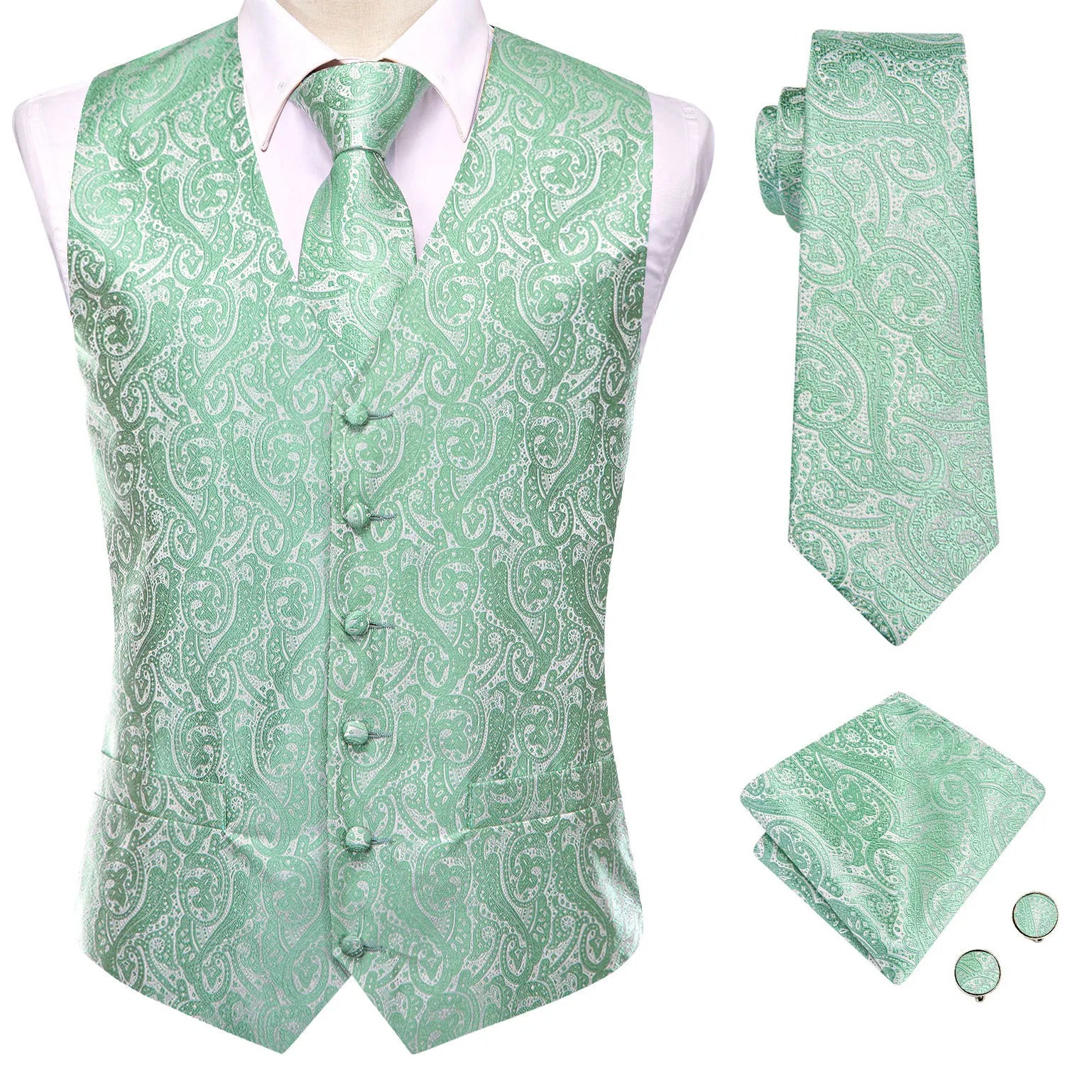 Hi-tie Solid Voilet Lilac Mens Suit Vest Woven Waistcoat Tie Pocket